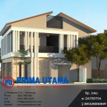 Desain Arsitektur 3D Fasad Tampak Depan Rumah Kost Bp. Adi Nugroho di Semarang