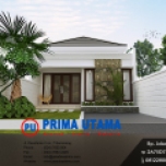 Desain Arsitektur 3D Fasad Tampak Depan Rumah Minimalis Tropis Ibu Desnita di Semarang