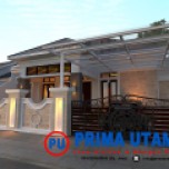 Desain Arsitektur 3D Rumah Minimalis Klasik 1 Lantai dengan Tembok Pagar Bp. Eko di Semarang