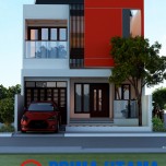 Desain Arsitektur Fasad 3D Renovasi Rumah Minimalis Modern 2 Lantai Bp. Iwan di Semarang