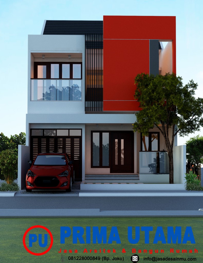 Desain Arsitektur Fasad 3d Renovasi Rumah Minimalis Modern 2 Lantai Bp Iwan Di Semarang CV PRIMA UTAMA